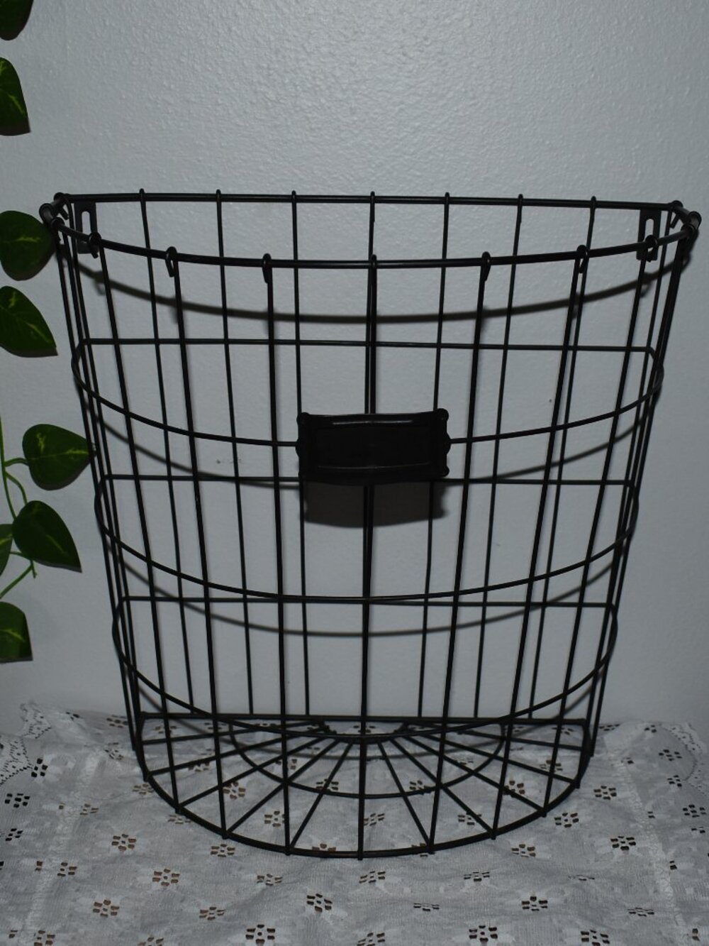 Vintage Black Metal Potato Basket Rustic Country Farmhouse Kitchen Decor